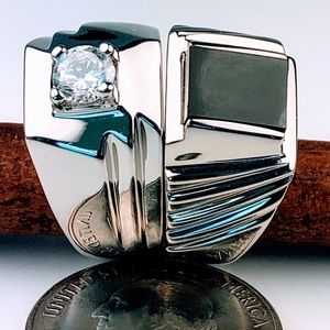 Two OverSized Silver Plated Rings. Size 10